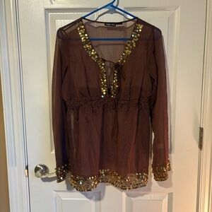 Magazine Vintage Y2K Silk Sequin Blouse